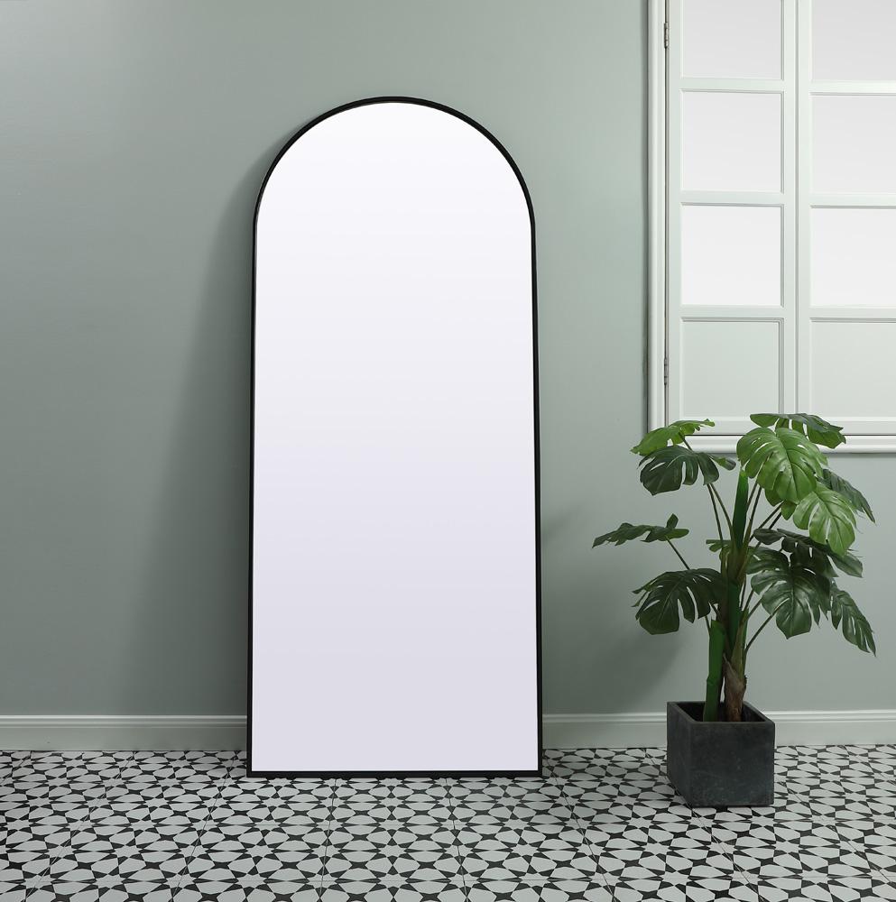 Elegant Furniture & Lighting - Ayra Metal Frame Arch Full Length Mirror 32x76 Inch in Black - MR1A3276BLK veiw 2