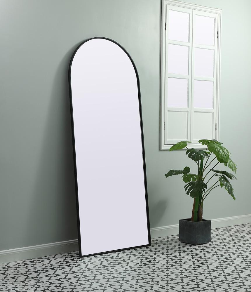 Elegant Furniture & Lighting - Ayra Metal Frame Arch Full Length Mirror 32x76 Inch in Black - MR1A3276BLK veiw 3