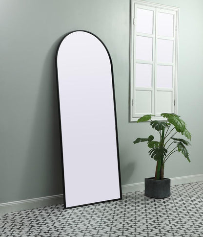 Elegant Furniture & Lighting - Ayra Metal Frame Arch Full Length Mirror 32x76 Inch in Black - MR1A3276BLK veiw 3