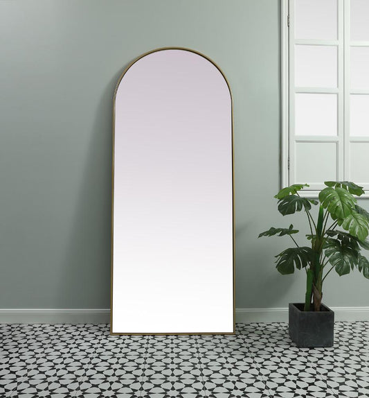 Elegant Furniture & Lighting - Ayra Metal Frame Arch Full Length Mirror 32x76 Inch in Brass - MR1A3276BRS veiw 2