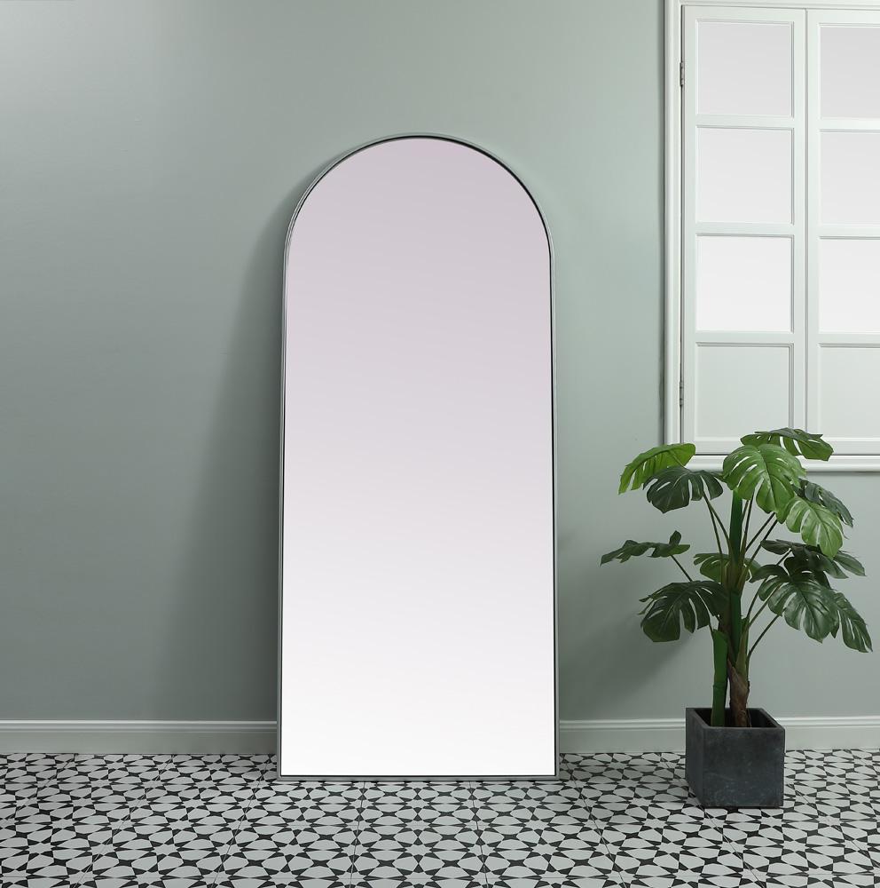 Elegant Furniture & Lighting - Ayra Metal Frame Arch Full Length Mirror 32x76 Inch in Silver - MR1A3276SIL veiw 2