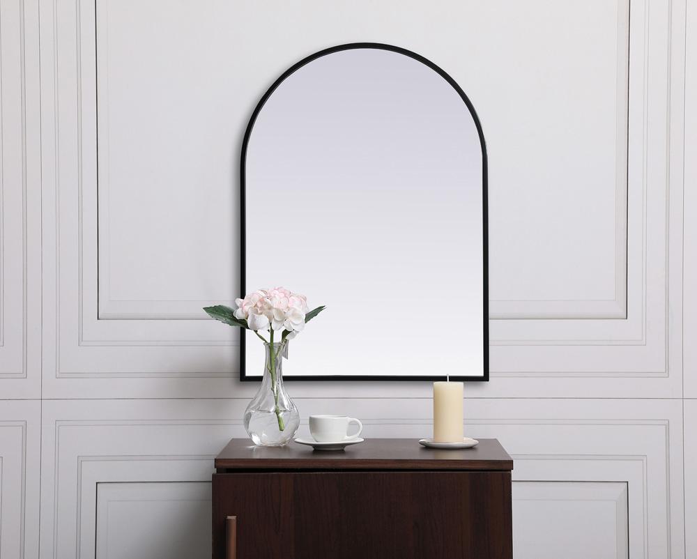 Elegant Furniture & Lighting - Ayra Metal Frame Arch Mirror 22x30 Inch in Black - MR1A2230BLK veiw 2