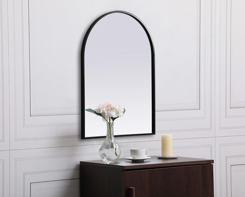 Elegant Furniture & Lighting - Ayra Metal Frame Arch Mirror 22x30 Inch in Black - MR1A2230BLK veiw 3