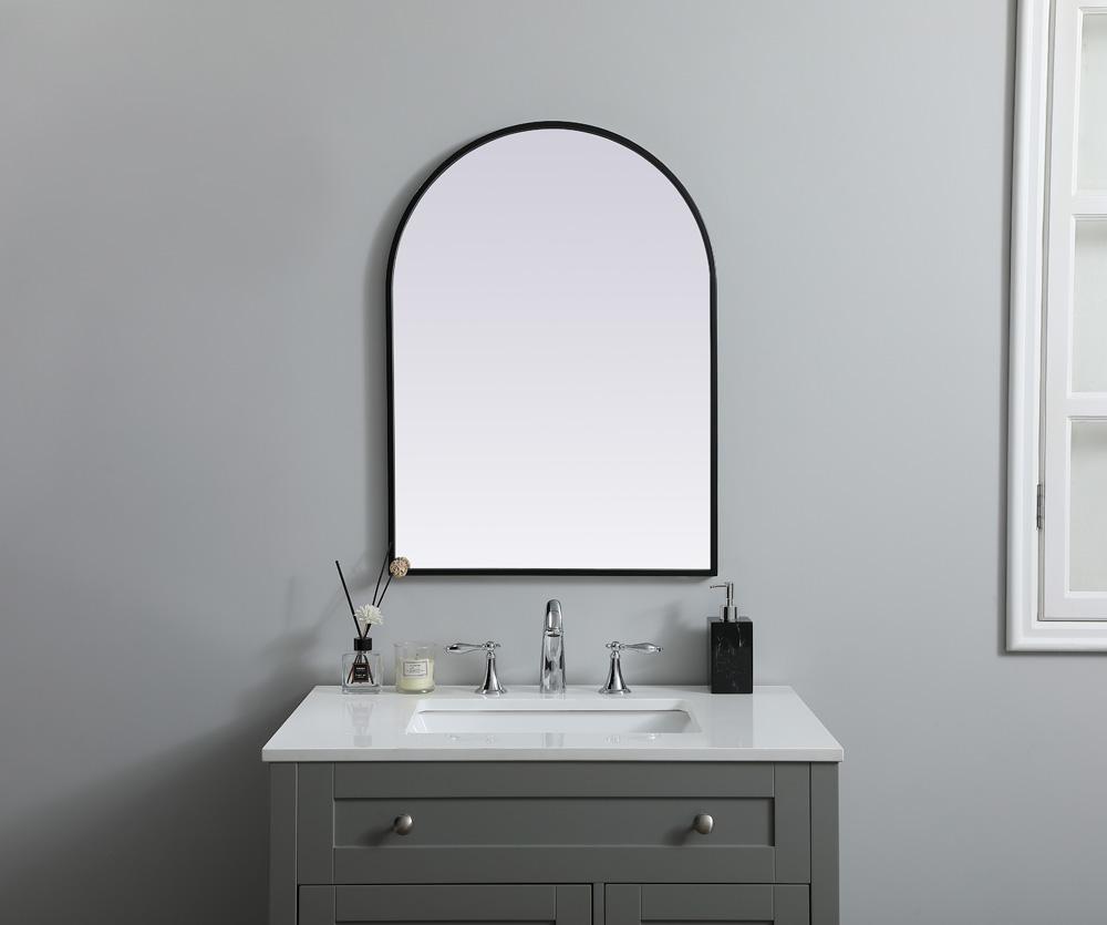 Elegant Furniture & Lighting - Ayra Metal Frame Arch Mirror 22x30 Inch in Black - MR1A2230BLK veiw 4