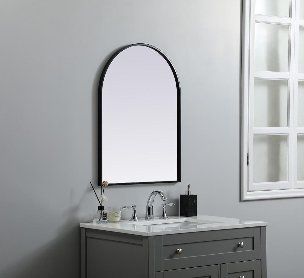 Elegant Furniture & Lighting - Ayra Metal Frame Arch Mirror 22x30 Inch in Black - MR1A2230BLK veiw 5