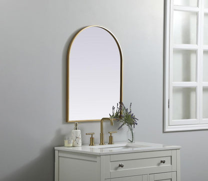 Elegant Furniture & Lighting - Ayra Metal Frame Arch Mirror 22x30 Inch in Brass - MR1A2230BRS veiw 3