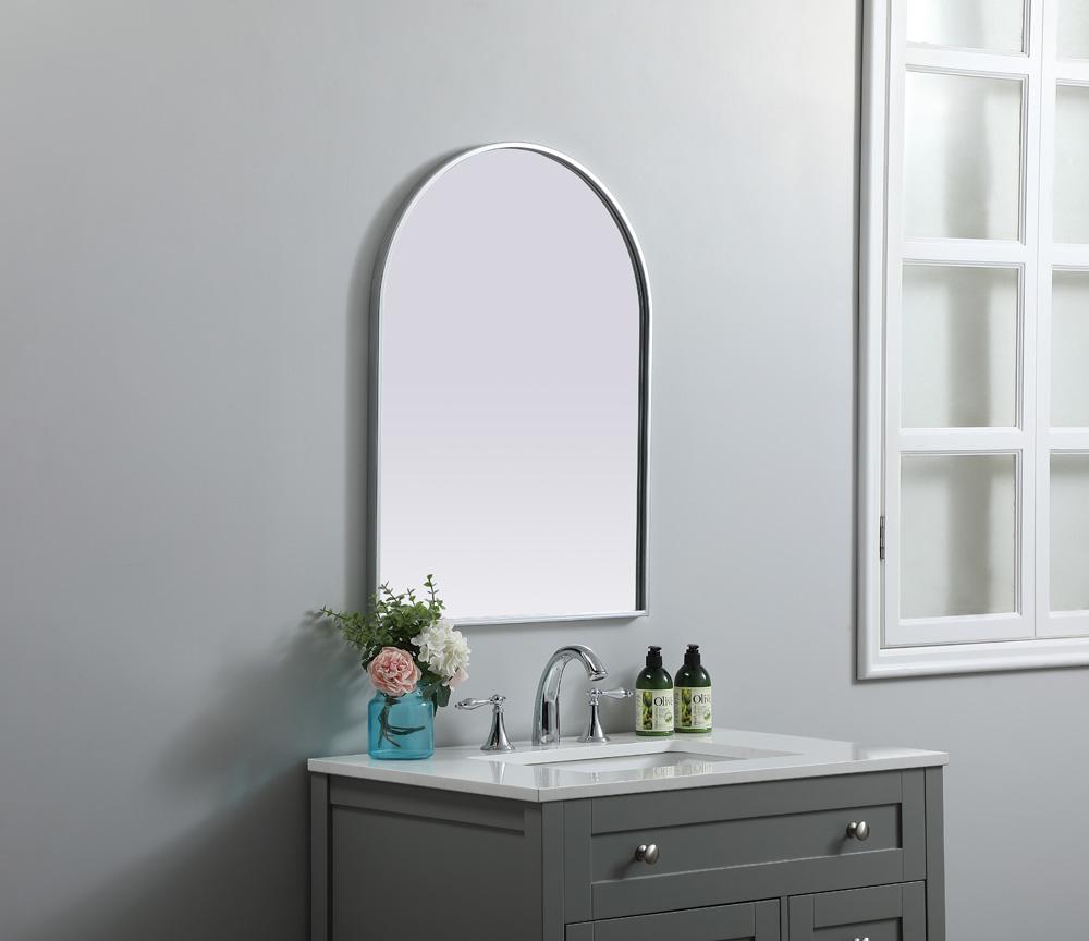Elegant Furniture & Lighting - Ayra Metal Frame Arch Mirror 22x30 Inch in Silver - MR1A2230SIL veiw 3