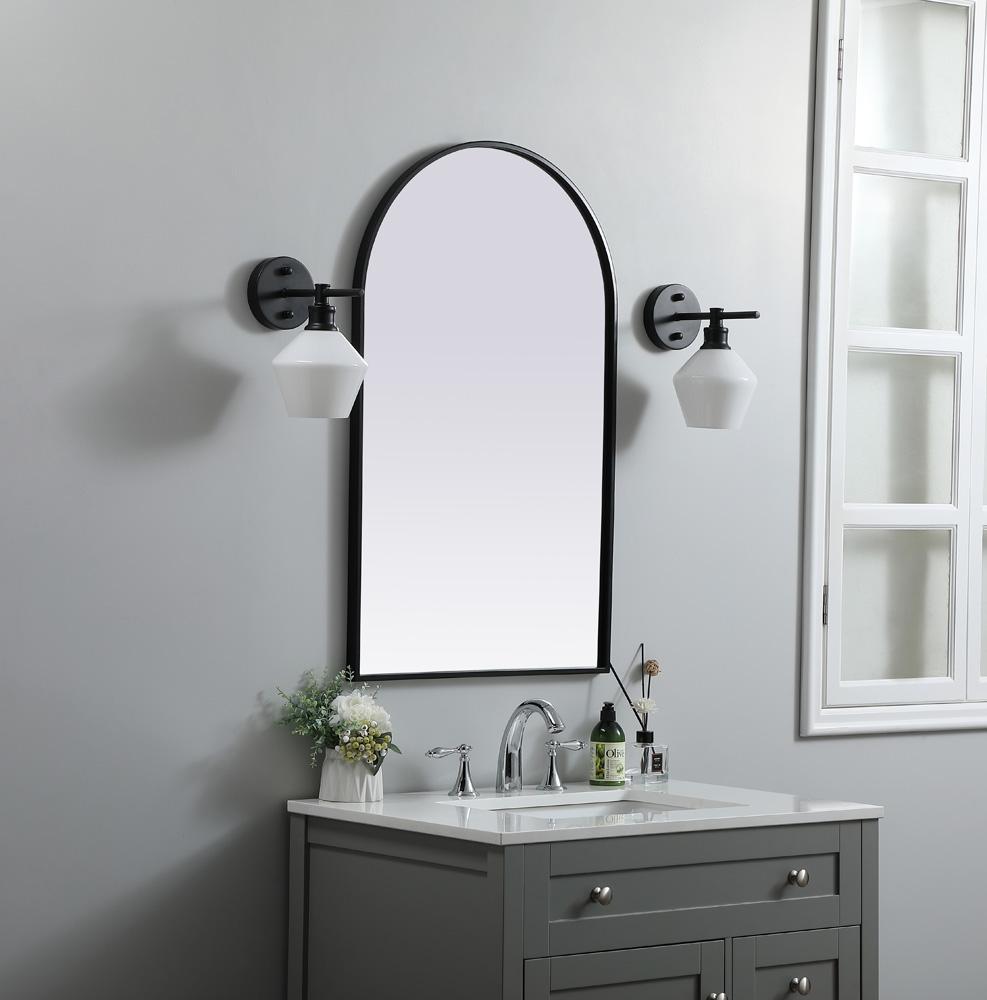 Elegant Furniture & Lighting - Ayra Metal Frame Arch Mirror 22x36 Inch in Black - MR1A2236BLK veiw 3
