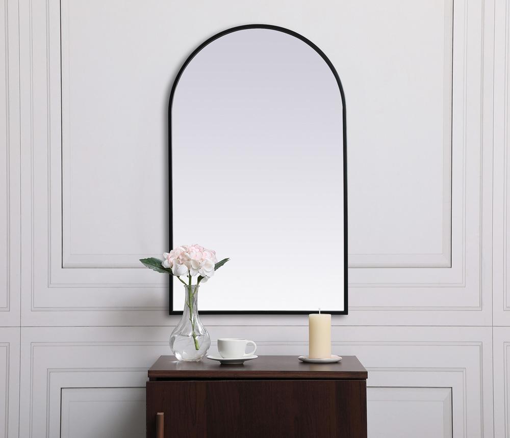 Elegant Furniture & Lighting - Ayra Metal Frame Arch Mirror 22x36 Inch in Black - MR1A2236BLK veiw 4