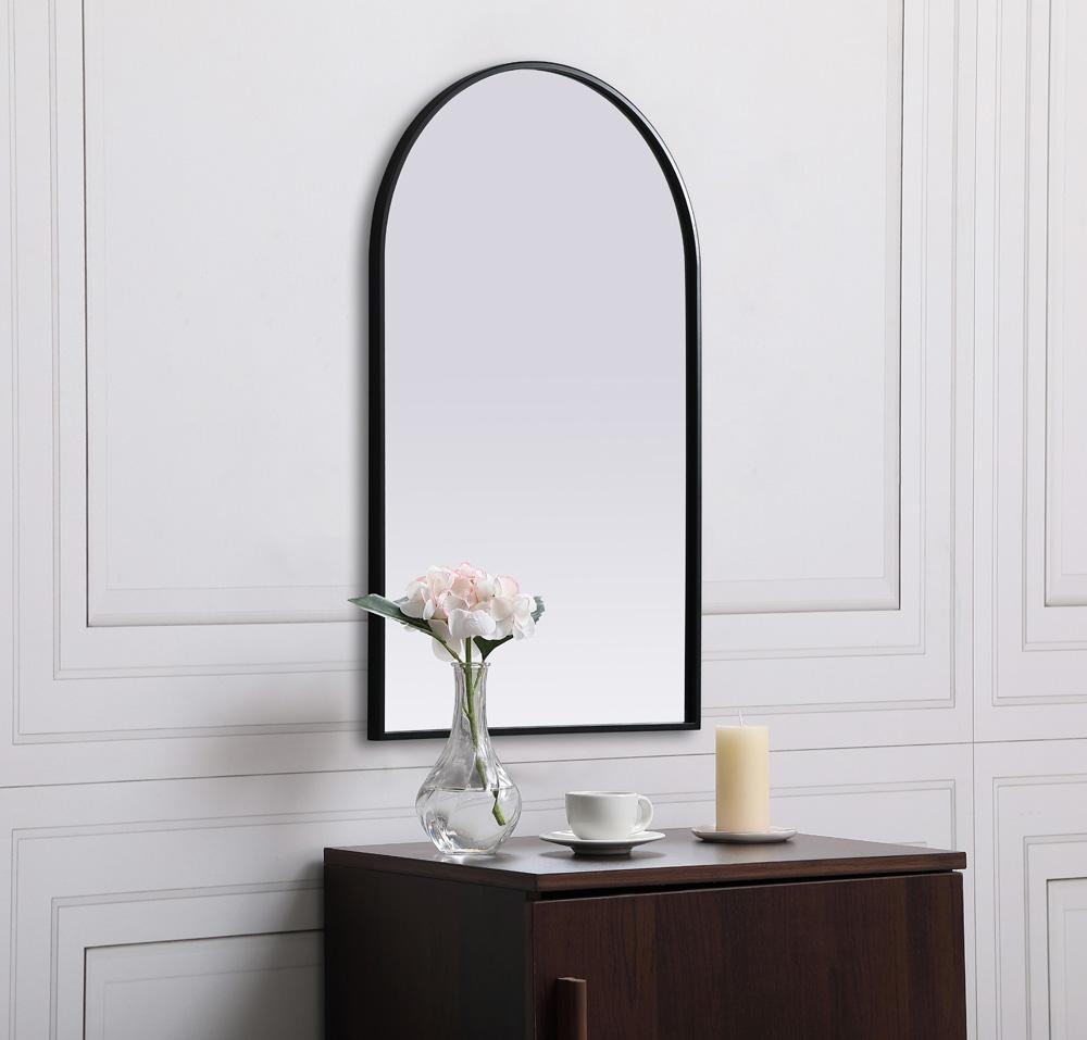 Elegant Furniture & Lighting - Ayra Metal Frame Arch Mirror 22x36 Inch in Black - MR1A2236BLK veiw 5