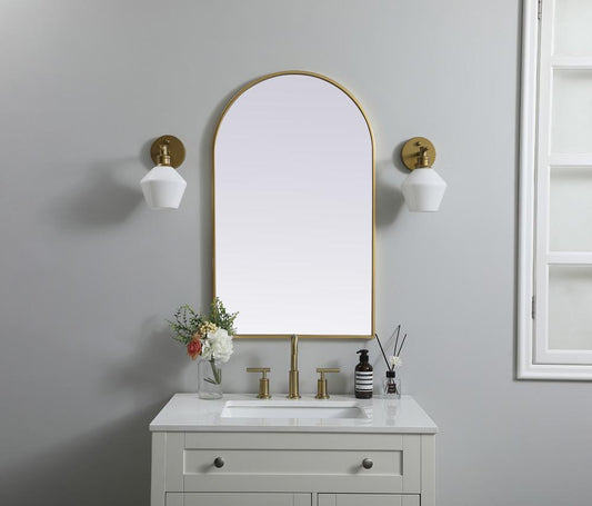 Elegant Furniture & Lighting - Ayra Metal Frame Arch Mirror 22x36 Inch in Brass - MR1A2236BRS veiw 2