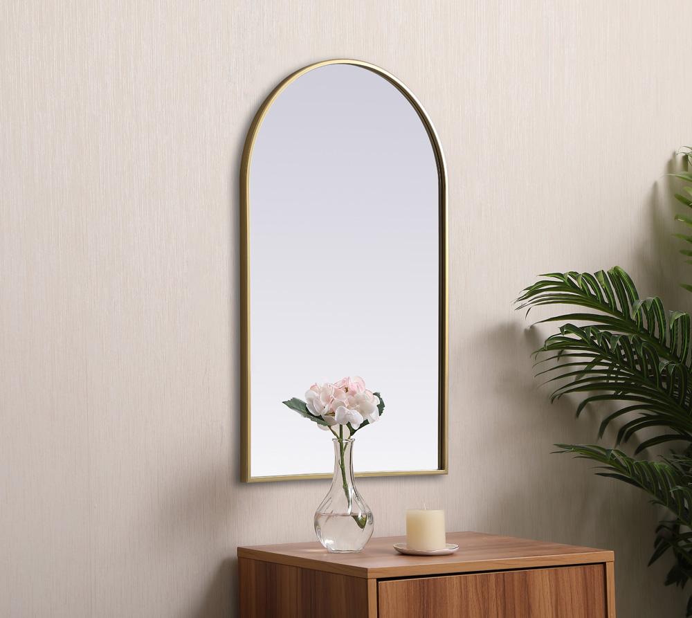 Elegant Furniture & Lighting - Ayra Metal Frame Arch Mirror 22x36 Inch in Brass - MR1A2236BRS veiw 5