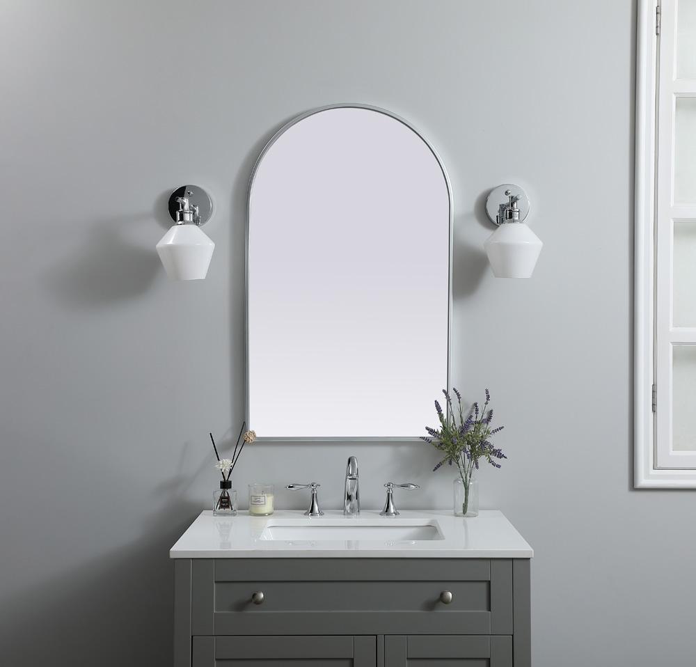 Elegant Furniture & Lighting - Ayra Metal Frame Arch Mirror 22x36 Inch in Silver - MR1A2236SIL veiw 2