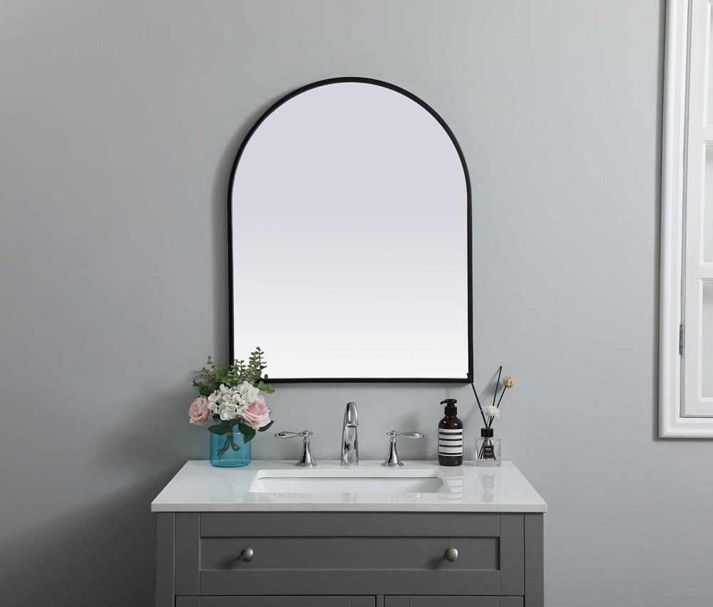 Elegant Furniture & Lighting - Ayra Metal Frame Arch Mirror 24x30 Inch in Black - MR1A2430BLK veiw 2