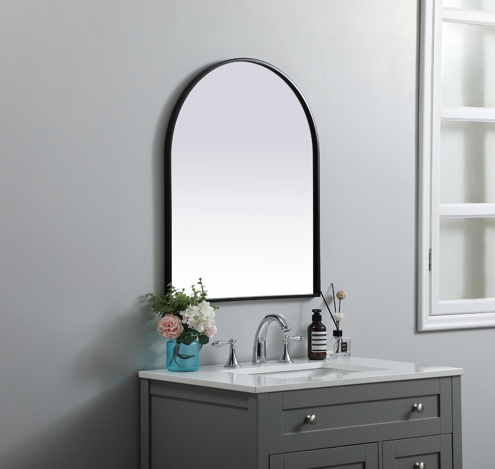 Elegant Furniture & Lighting - Ayra Metal Frame Arch Mirror 24x30 Inch in Black - MR1A2430BLK veiw 3