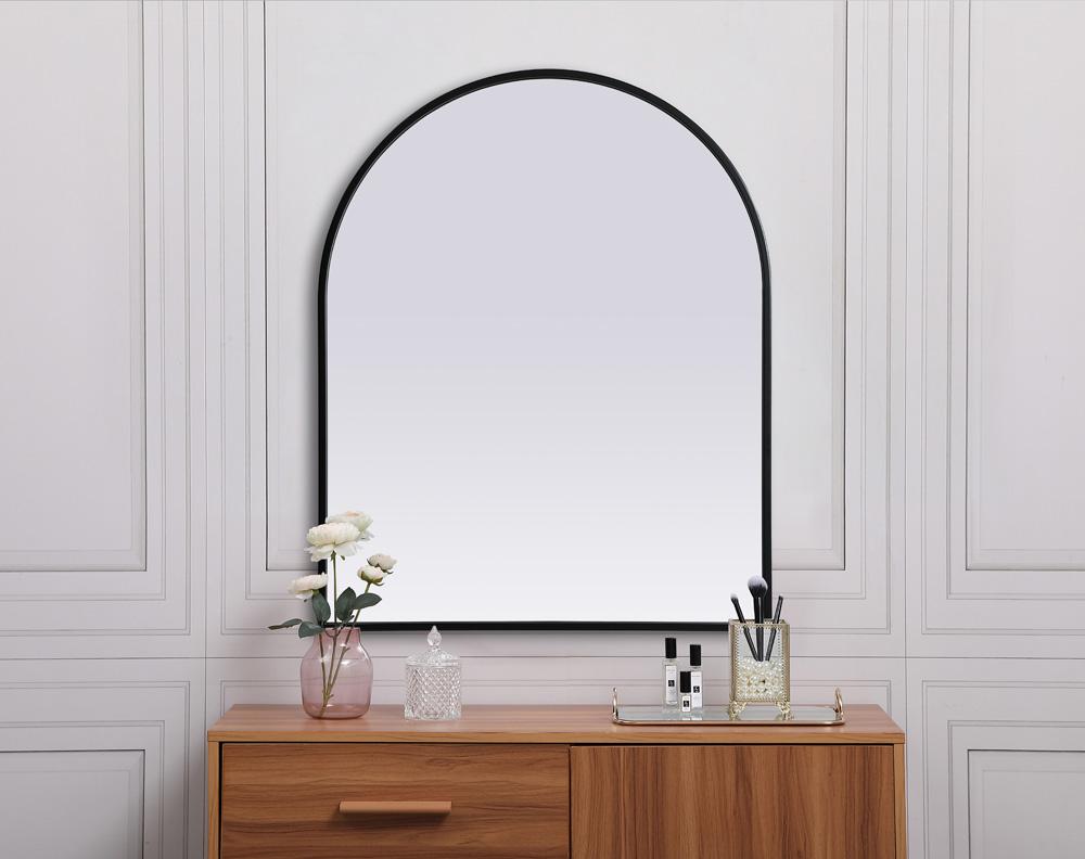 Elegant Furniture & Lighting - Ayra Metal Frame Arch Mirror 24x30 Inch in Black - MR1A2430BLK veiw 4