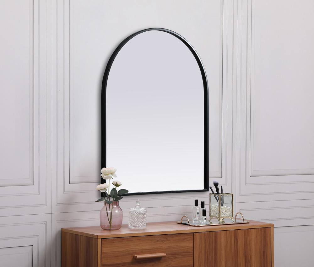 Elegant Furniture & Lighting - Ayra Metal Frame Arch Mirror 24x30 Inch in Black - MR1A2430BLK veiw 5