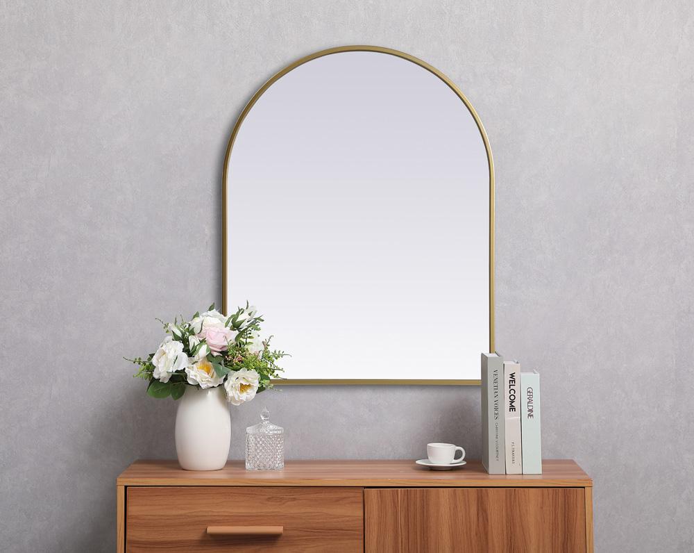 Elegant Furniture & Lighting - Ayra Metal Frame Arch Mirror 24x30 Inch in Brass - MR1A2430BRS veiw 2