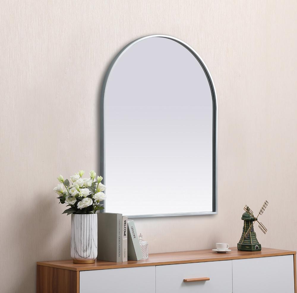Elegant Furniture & Lighting - Ayra Metal Frame Arch Mirror 24x30 Inch in Silver - MR1A2430SIL veiw 5