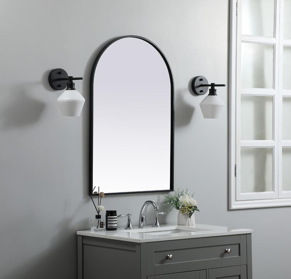 Elegant Furniture & Lighting - Ayra Metal Frame Arch Mirror 24x36 Inch in Black - MR1A2436BLK veiw 3