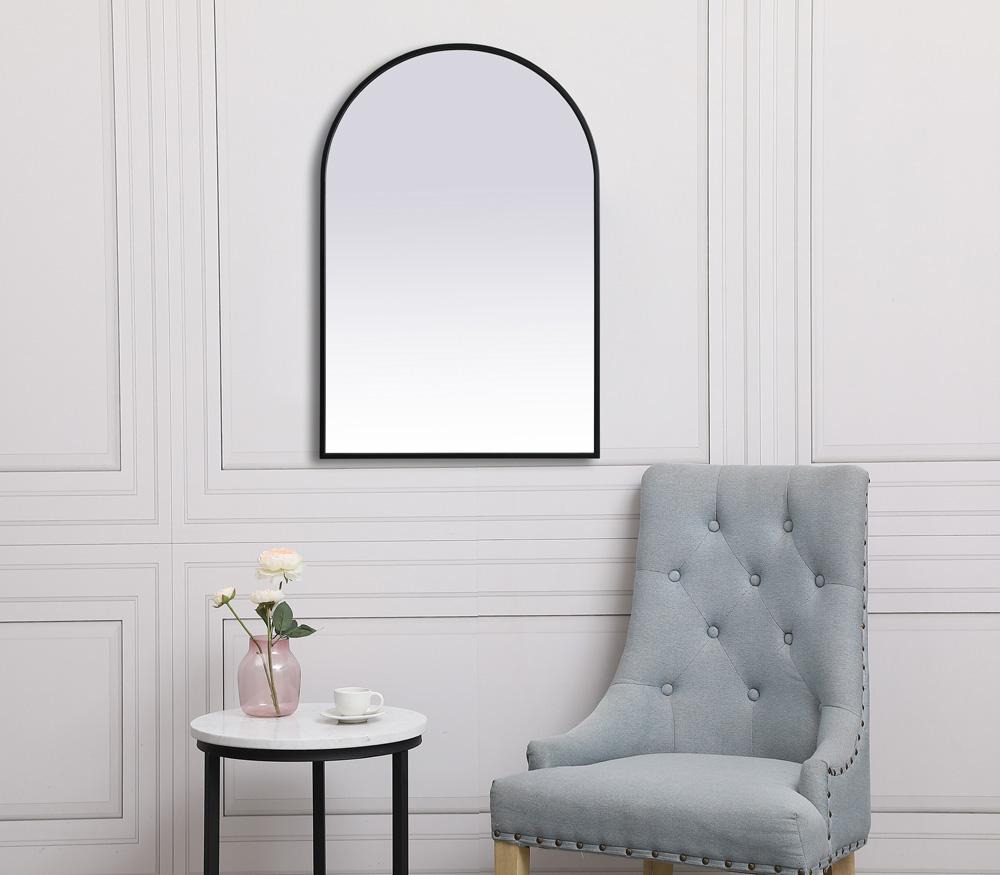 Elegant Furniture & Lighting - Ayra Metal Frame Arch Mirror 24x36 Inch in Black - MR1A2436BLK veiw 4