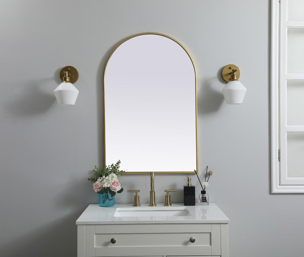 Elegant Furniture & Lighting - Ayra Metal Frame Arch Mirror 24x36 Inch in Brass - MR1A2436BRS veiw 2