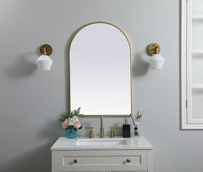 Elegant Furniture & Lighting - Ayra Metal Frame Arch Mirror 24x36 Inch in Brass - MR1A2436BRS veiw 2