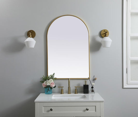 Elegant Furniture & Lighting - Ayra Metal Frame Arch Mirror 24x36 Inch in Brass - MR1A2436BRS veiw 2