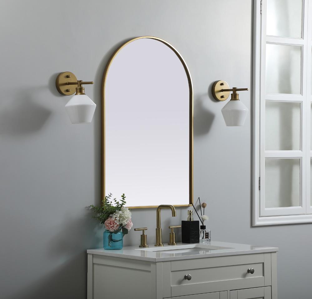 Elegant Furniture & Lighting - Ayra Metal Frame Arch Mirror 24x36 Inch in Brass - MR1A2436BRS veiw 3
