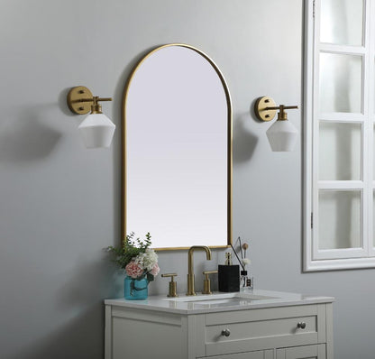Elegant Furniture & Lighting - Ayra Metal Frame Arch Mirror 24x36 Inch in Brass - MR1A2436BRS veiw 3