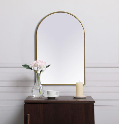 Elegant Furniture & Lighting - Ayra Metal Frame Arch Mirror 24x36 Inch in Brass - MR1A2436BRS veiw 4