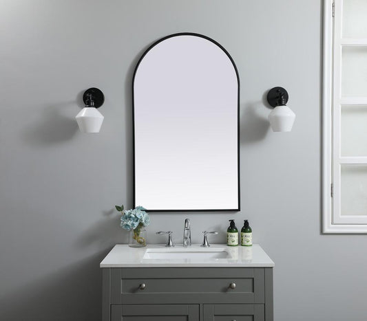 Elegant Furniture & Lighting - Ayra Metal Frame Arch Mirror 24x40 Inch in Black - MR1A2440BLK veiw 2