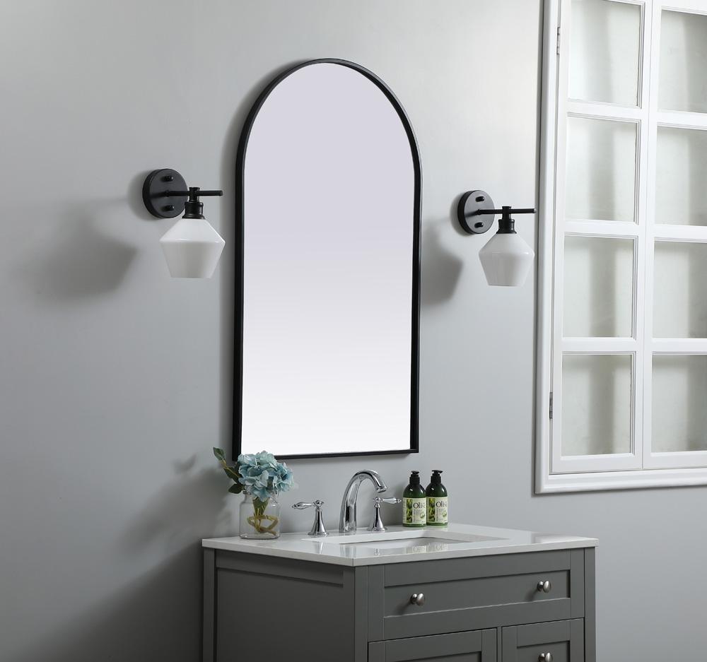 Elegant Furniture & Lighting - Ayra Metal Frame Arch Mirror 24x40 Inch in Black - MR1A2440BLK veiw 3