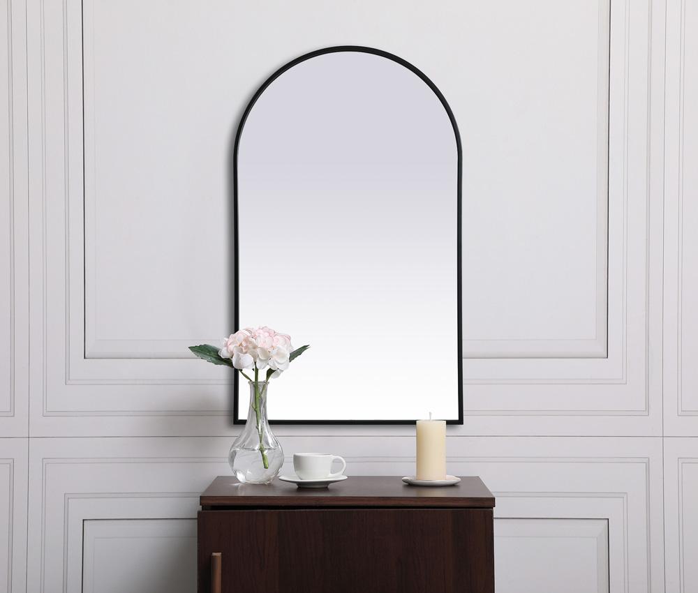 Elegant Furniture & Lighting - Ayra Metal Frame Arch Mirror 24x40 Inch in Black - MR1A2440BLK veiw 4