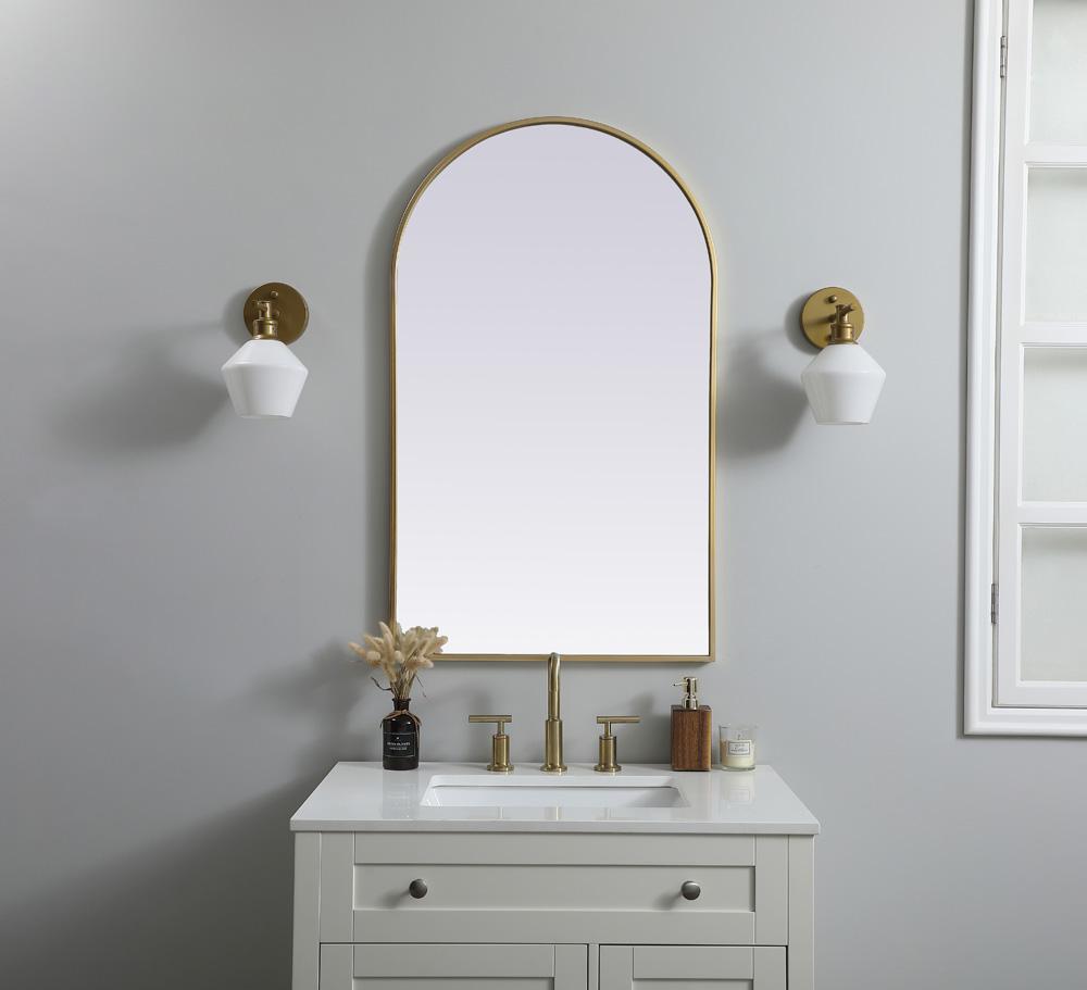 Elegant Furniture & Lighting - Ayra Metal Frame Arch Mirror 24x40 Inch in Brass - MR1A2440BRS veiw 2