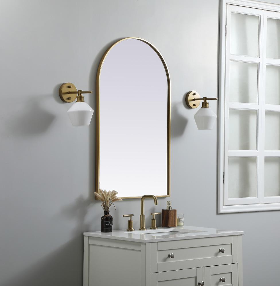 Elegant Furniture & Lighting - Ayra Metal Frame Arch Mirror 24x40 Inch in Brass - MR1A2440BRS veiw 3