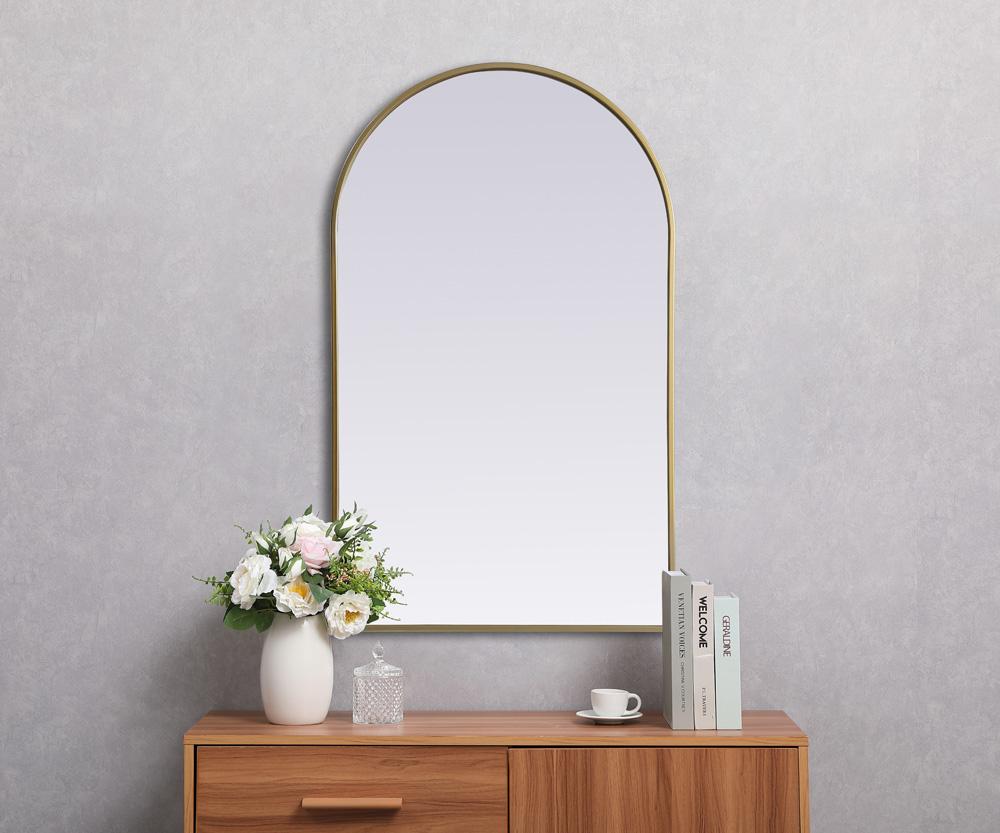 Elegant Furniture & Lighting - Ayra Metal Frame Arch Mirror 24x40 Inch in Brass - MR1A2440BRS veiw 4