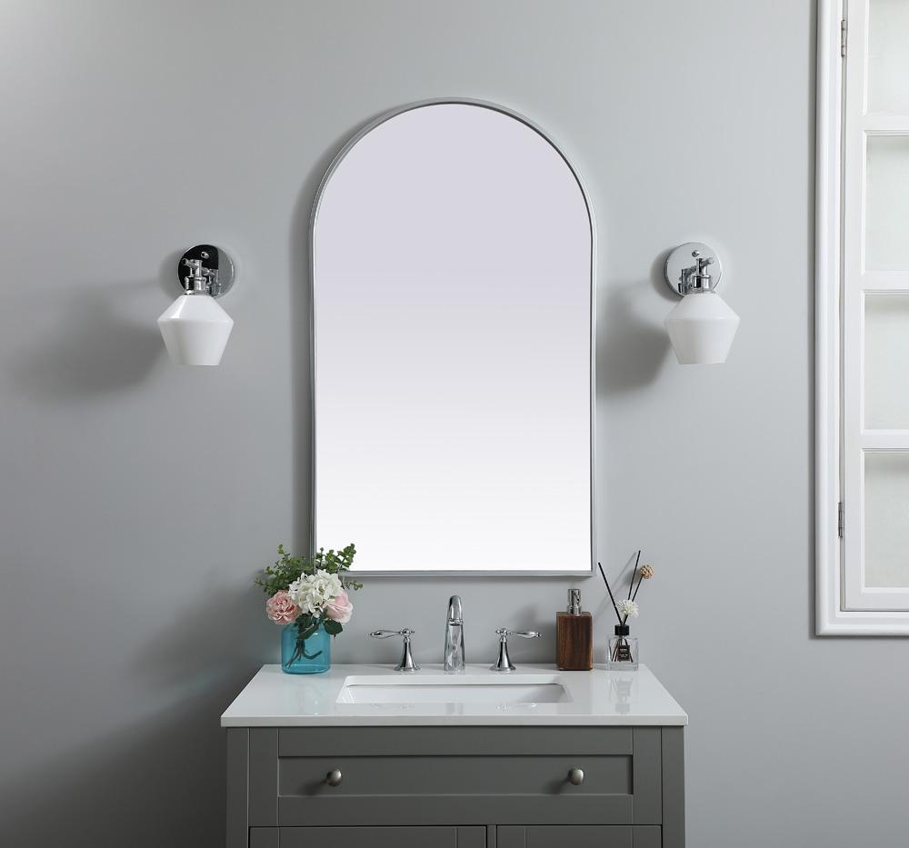 Elegant Furniture & Lighting - Ayra Metal Frame Arch Mirror 24x40 Inch in Silver - MR1A2440SIL veiw 2