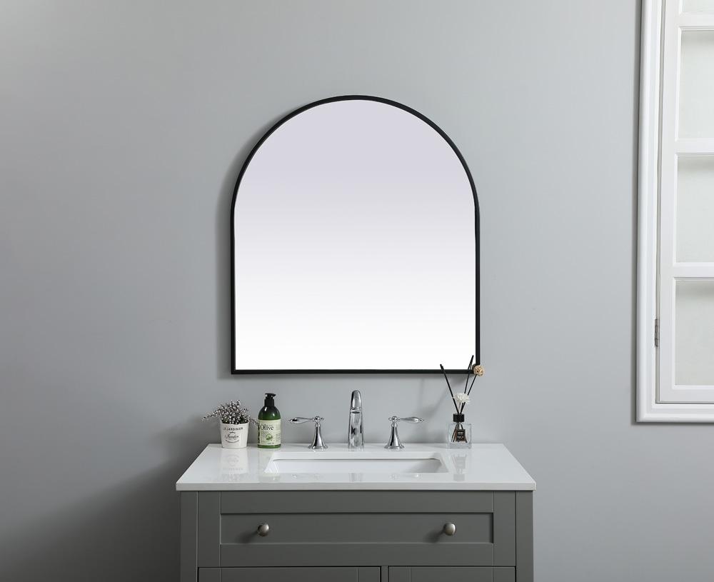 Elegant Furniture & Lighting - Ayra Metal Frame Arch Mirror 27x30 Inch in Black - MR1A2730BLK veiw 2
