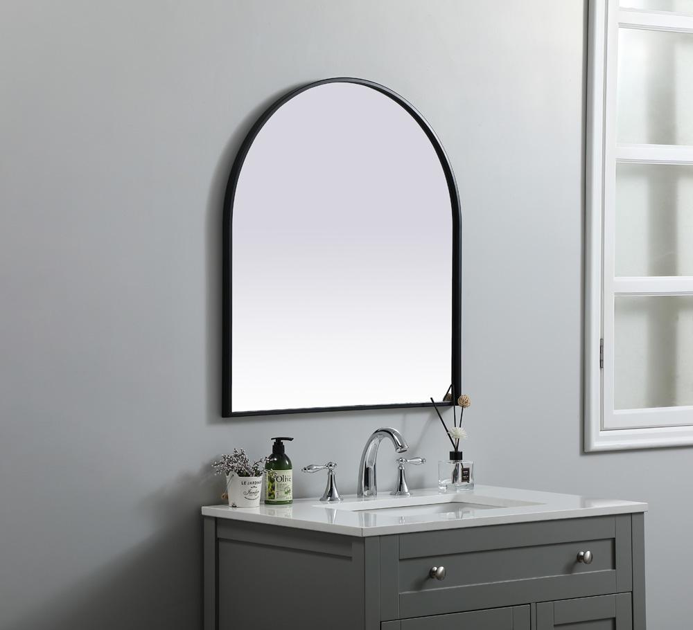 Elegant Furniture & Lighting - Ayra Metal Frame Arch Mirror 27x30 Inch in Black - MR1A2730BLK veiw 3