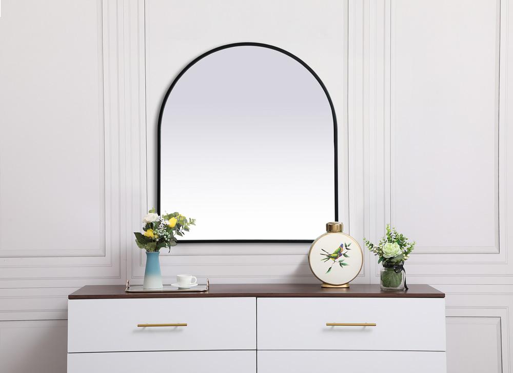 Elegant Furniture & Lighting - Ayra Metal Frame Arch Mirror 27x30 Inch in Black - MR1A2730BLK veiw 4