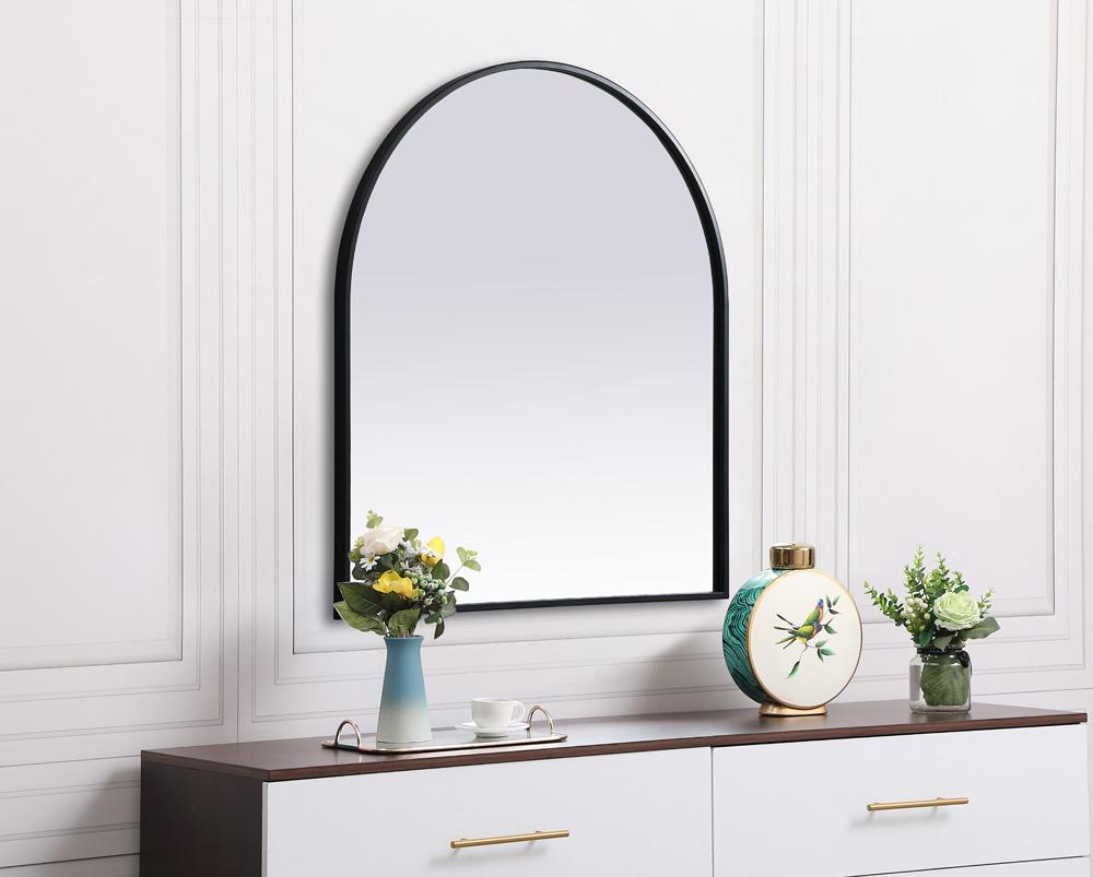 Elegant Furniture & Lighting - Ayra Metal Frame Arch Mirror 27x30 Inch in Black - MR1A2730BLK veiw 5