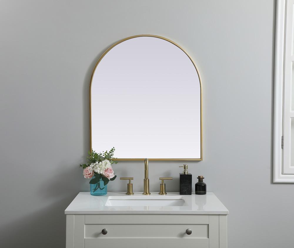 Elegant Furniture & Lighting - Ayra Metal Frame Arch Mirror 27x30 Inch in Brass - MR1A2730BRS veiw 2