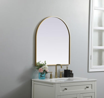 Elegant Furniture & Lighting - Ayra Metal Frame Arch Mirror 27x30 Inch in Brass - MR1A2730BRS veiw 3