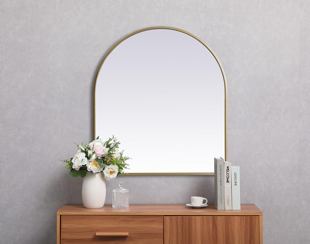 Elegant Furniture & Lighting - Ayra Metal Frame Arch Mirror 27x30 Inch in Brass - MR1A2730BRS veiw 4