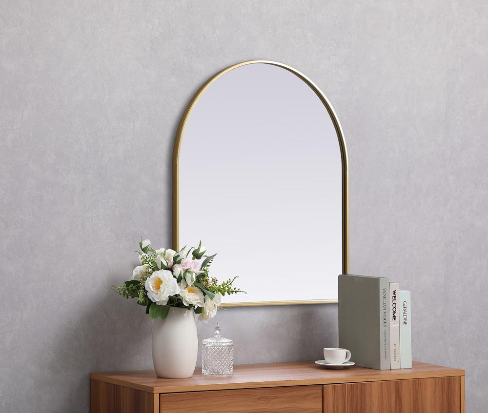 Elegant Furniture & Lighting - Ayra Metal Frame Arch Mirror 27x30 Inch in Brass - MR1A2730BRS veiw 5