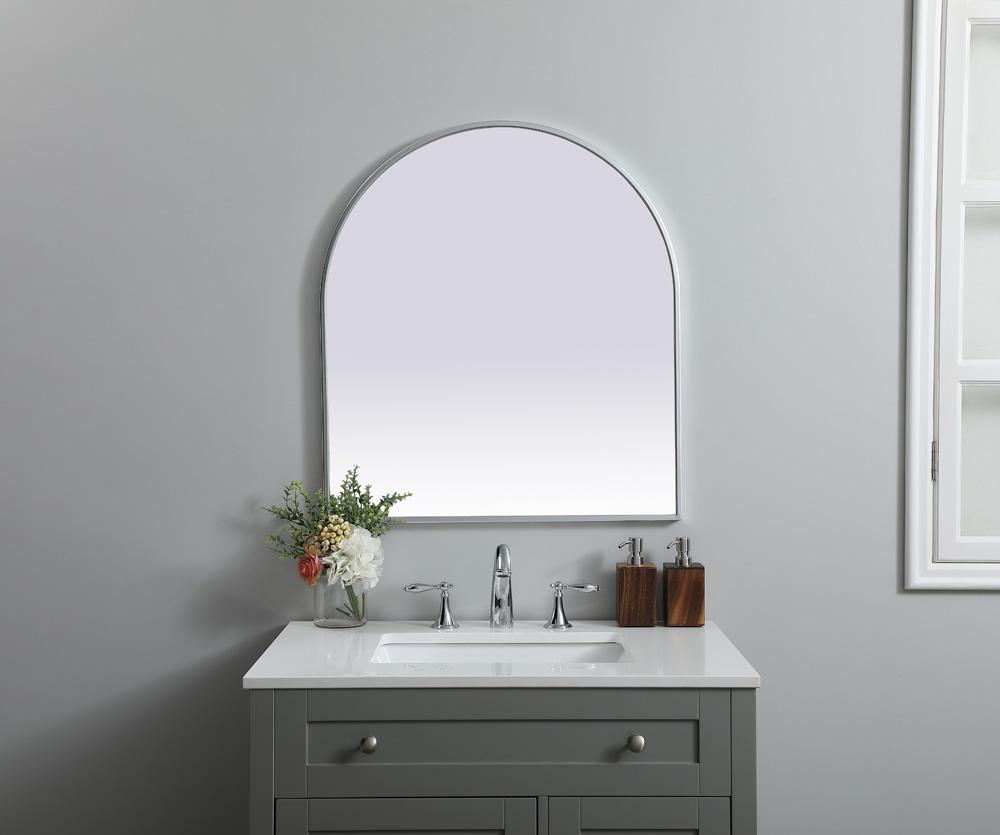 Elegant Furniture & Lighting - Ayra Metal Frame Arch Mirror 27x30 Inch in Silver - MR1A2730SIL veiw 2