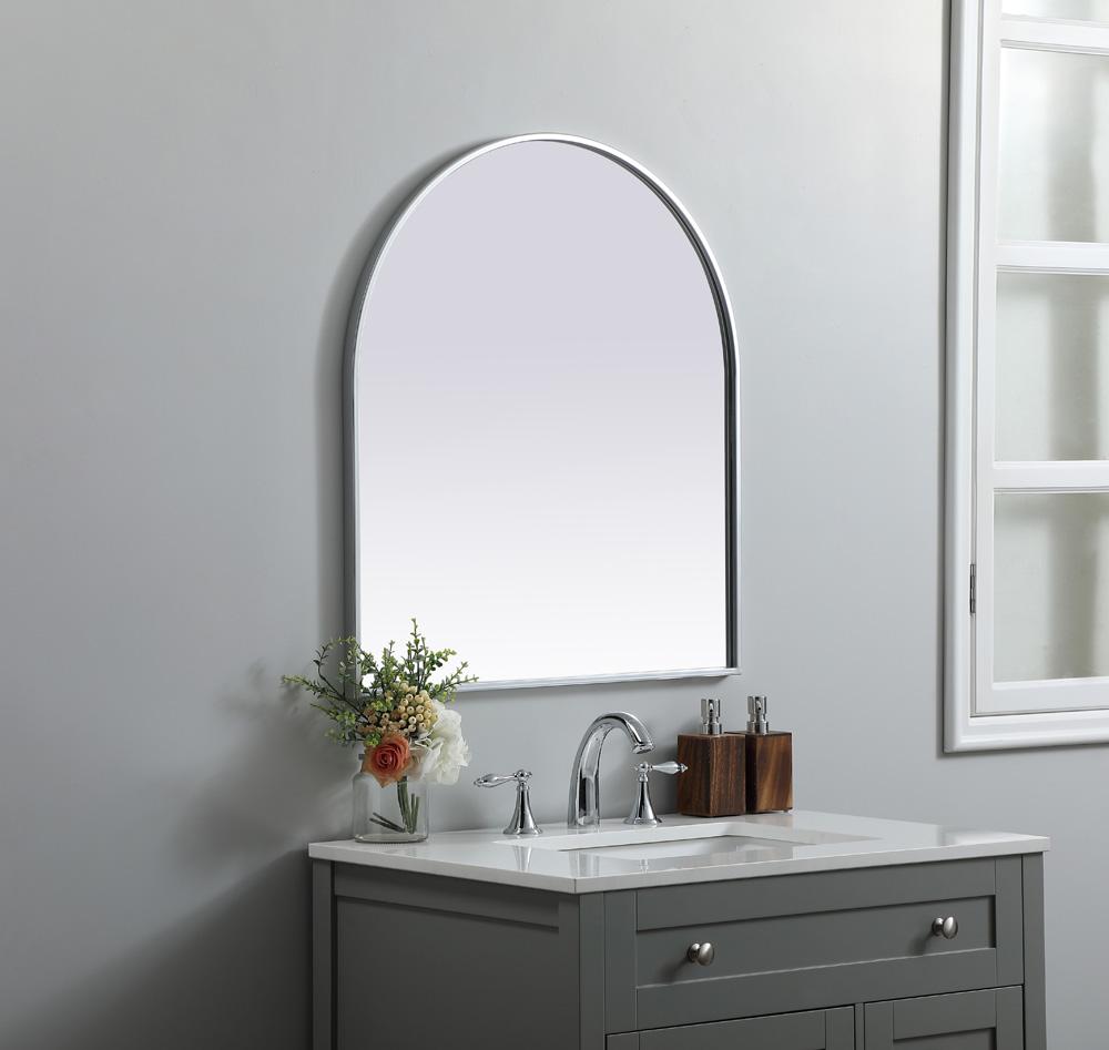 Elegant Furniture & Lighting - Ayra Metal Frame Arch Mirror 27x30 Inch in Silver - MR1A2730SIL veiw 3