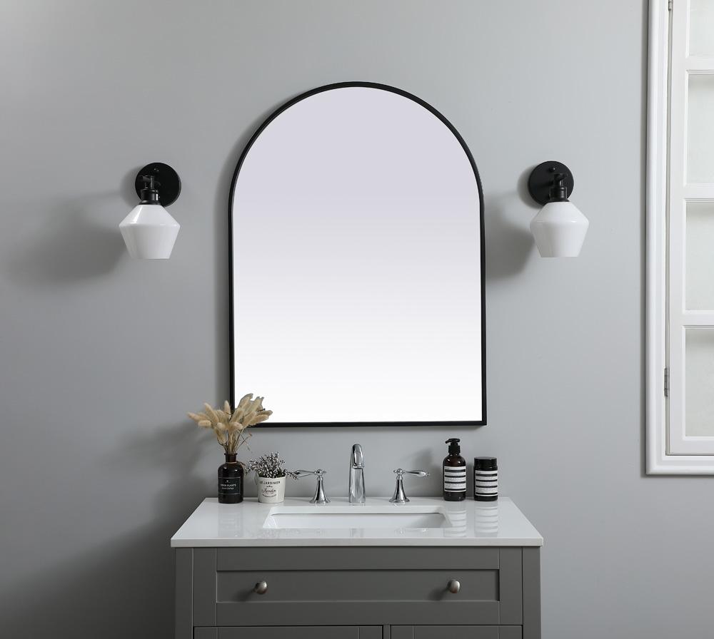 Elegant Furniture & Lighting - Ayra Metal Frame Arch Mirror 27x36 Inch in Black - MR1A2736BLK veiw 2