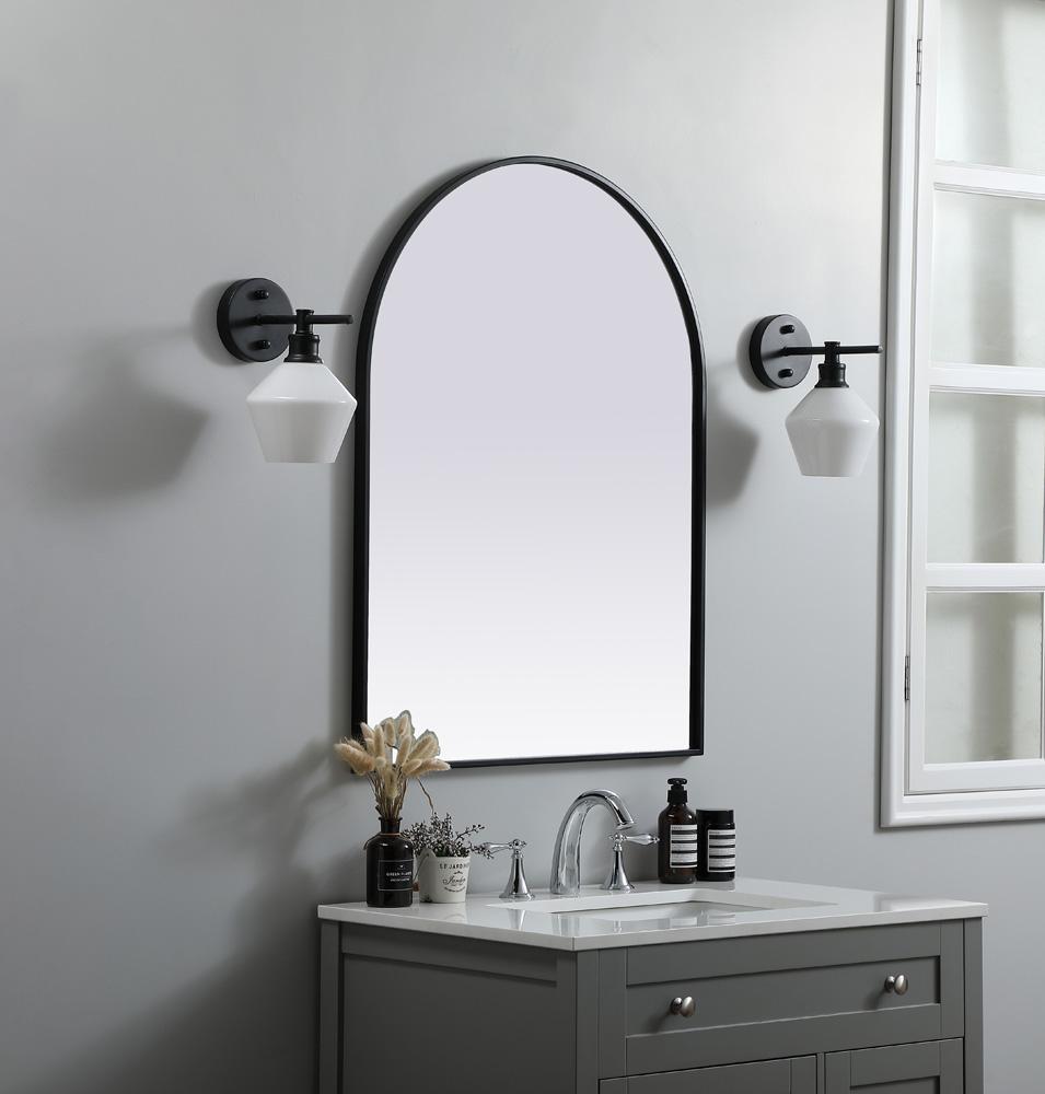 Elegant Furniture & Lighting - Ayra Metal Frame Arch Mirror 27x36 Inch in Black - MR1A2736BLK veiw 3